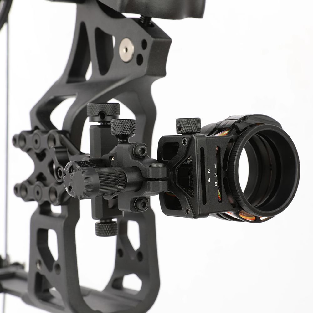 Topoint Archery TX1550 Compound Bow Sight – CNC Aluminum, 0.019" Pin, 1/2/3-Axis Adjustable with Optional Lens