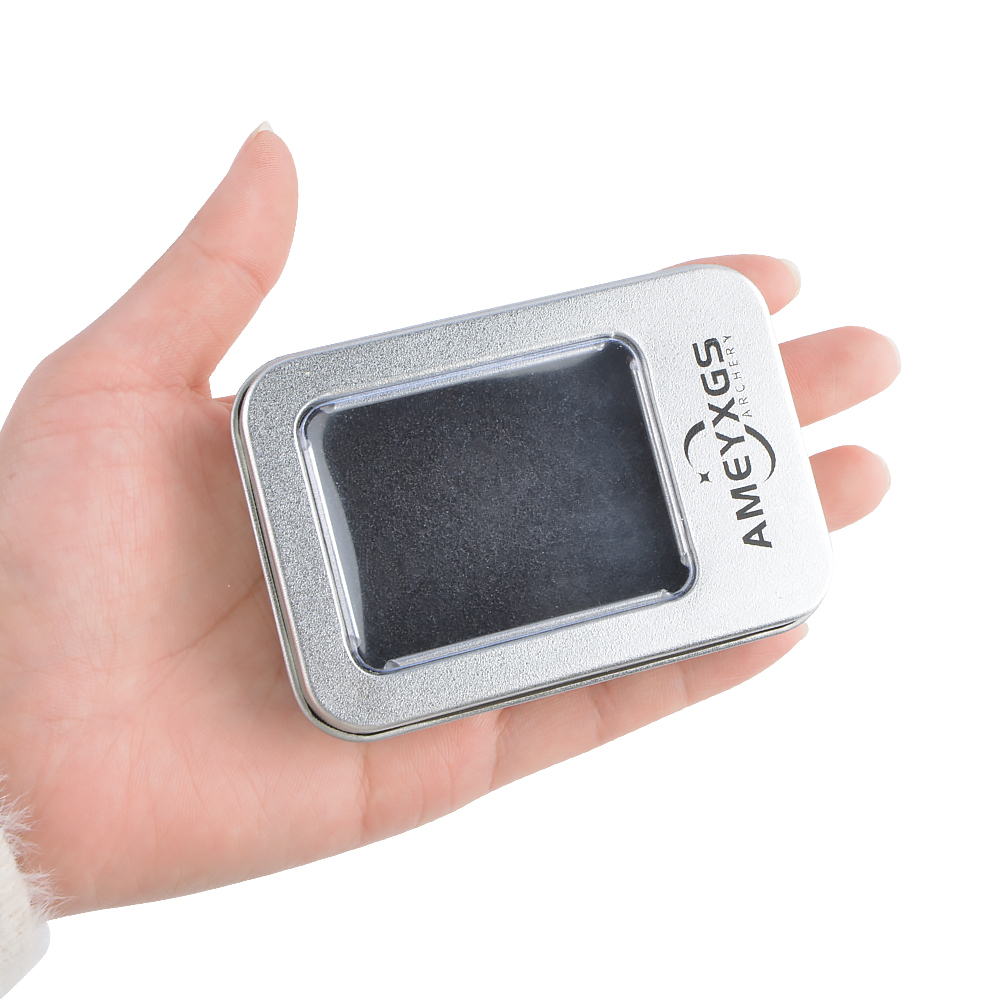 AME Metal Tin Box with Sponge, 6 Arrowheads, 4 Color Options, 28.1g