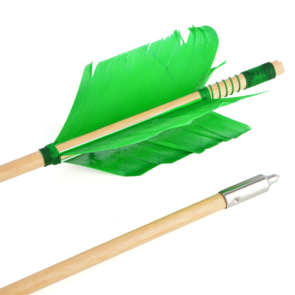 Traditional Indonesian Whitewood Arrows, 32", 8.5mm, Natural Turkey Feathers, 7pcs Set