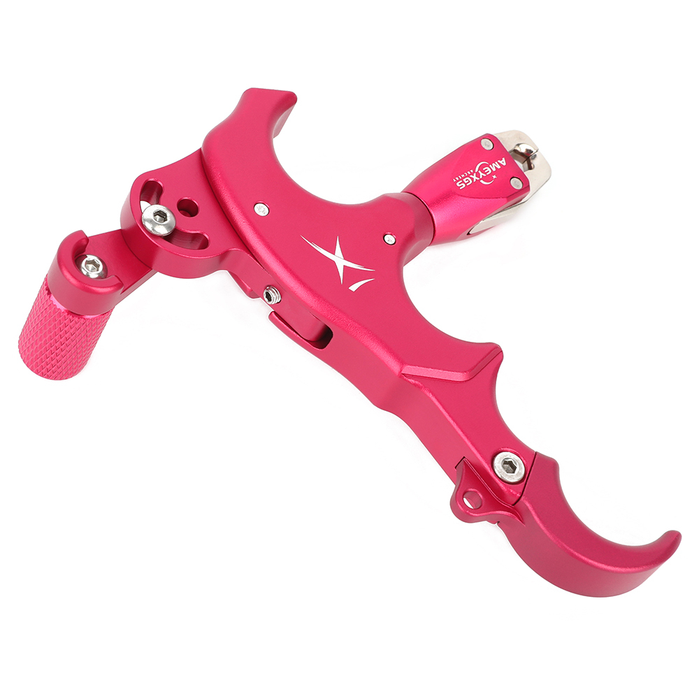 AME Archery X1 Release Aid Red– Adjustable Three/Four-Finger Trigger, Ambidextrous