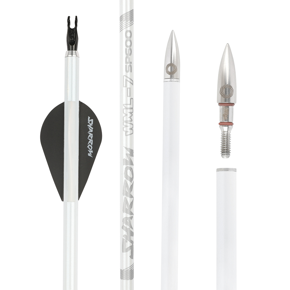 AME ARCHERY WML2 600 Spine 2-Inch 2 Black 1 White Drop Vane Carbon Arrows (12pcs)