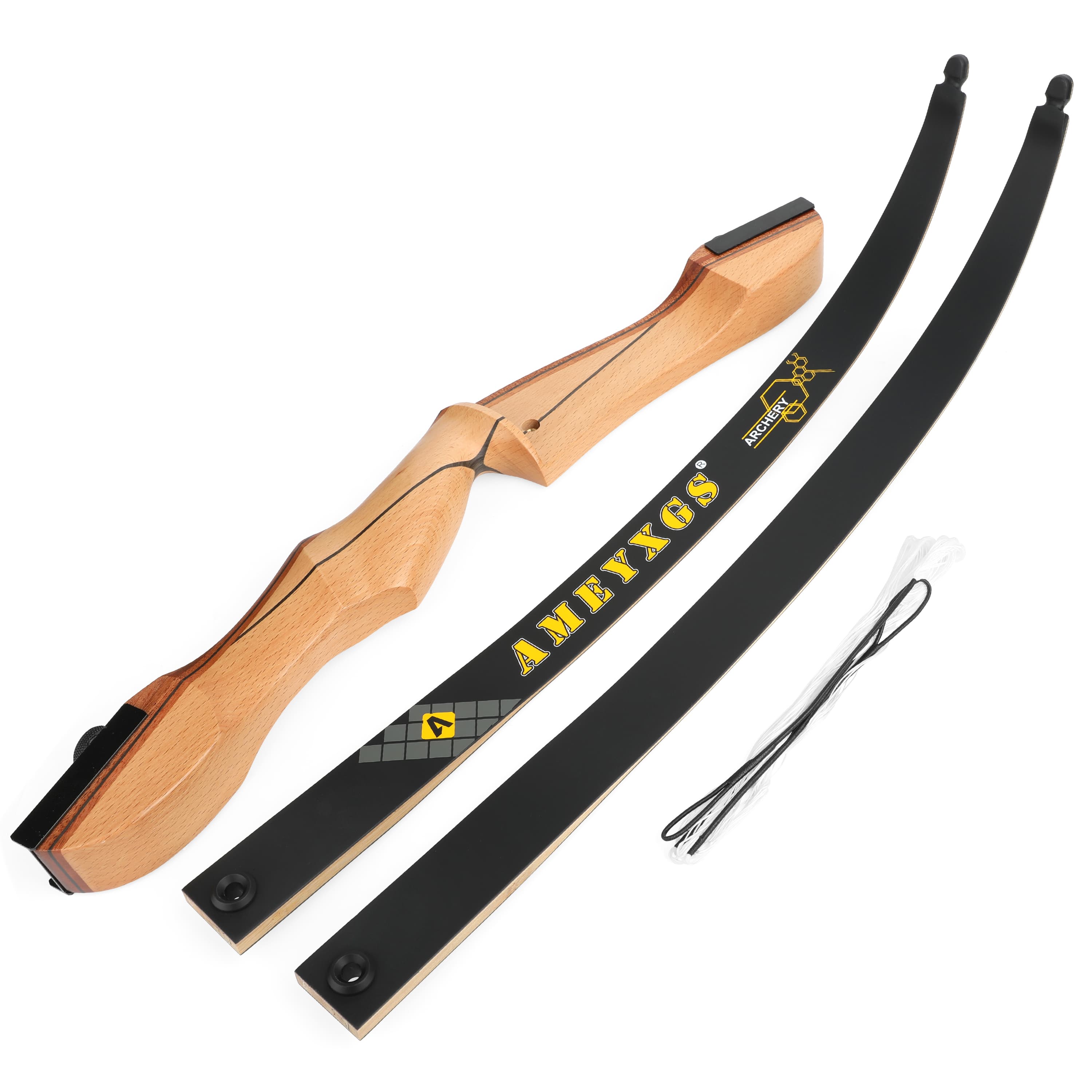 66" Wooden Recurve Bow and Arrows Set 14-24lbs