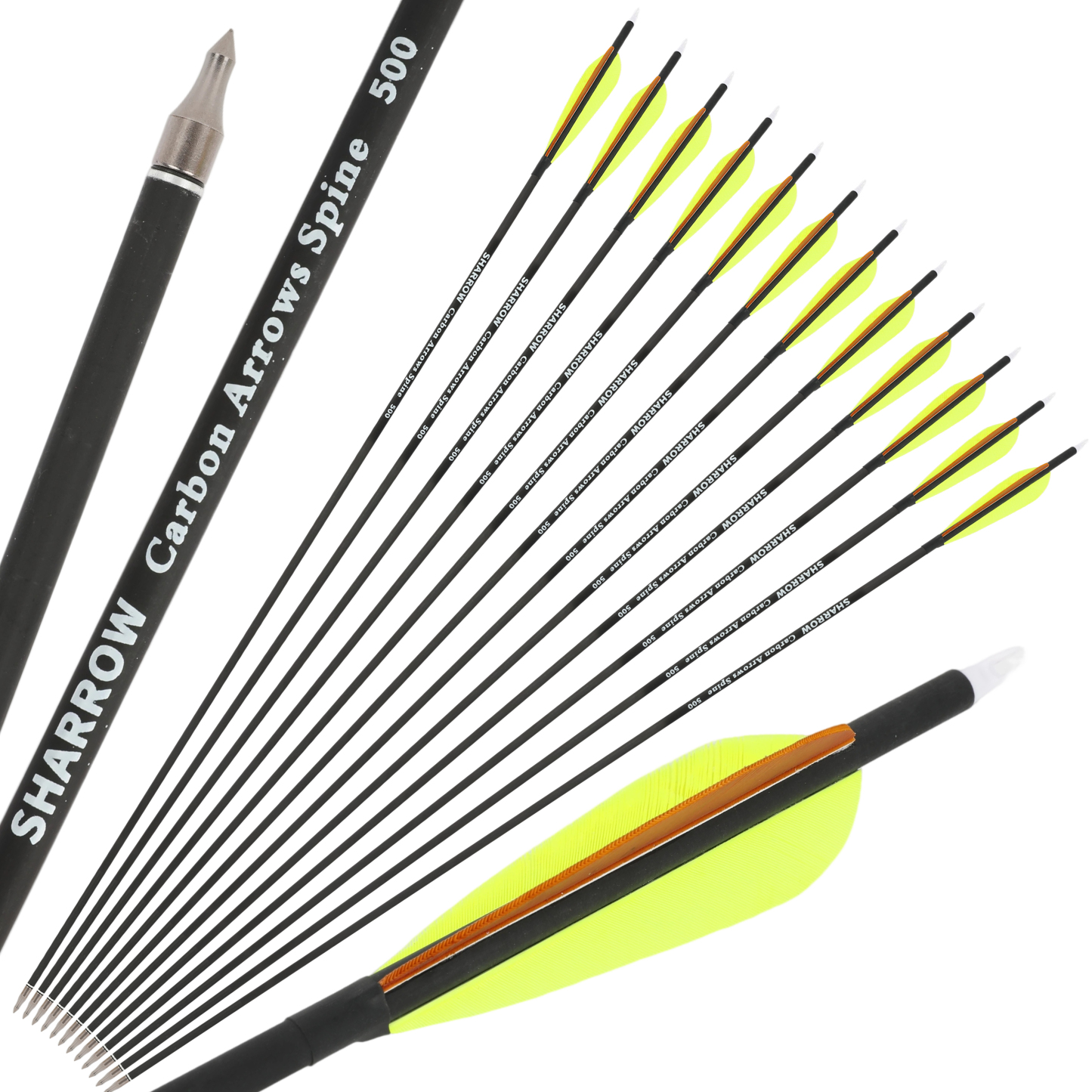 12pcs 30 inch Real Feather Carbon Arrow SP500
