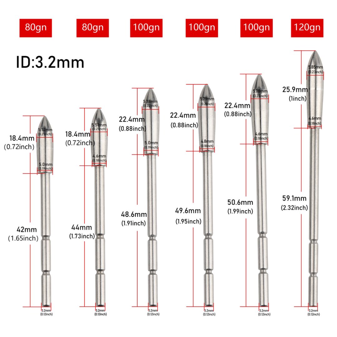 AME ARCHERY 3.2mm Stainless Steel Arrowheads(12pcs)