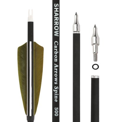 AME ARCHERY 2 Olive Green 1 White Real Feather Carbon Arrow(12pcs)