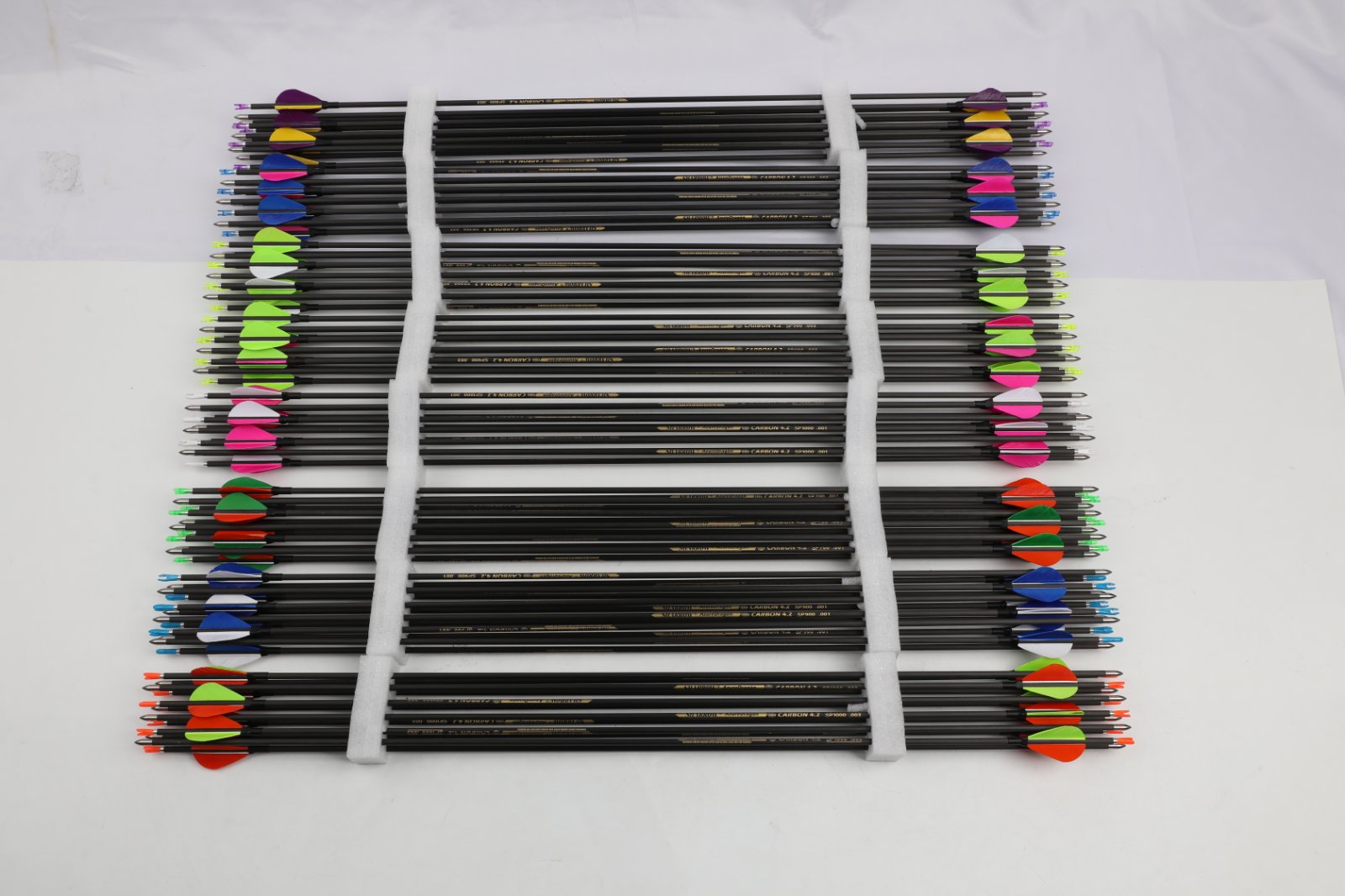 AME ARCHERY 2-Inch Drop-Shaped Nature Feather Pure Carbon Arrows – Spine 700–1000, 0.001'' (12pcs)