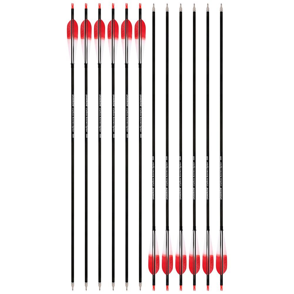AME ARCHERY 5-Inch Dye Feather Carbon Arrows(12pcs)