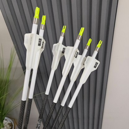 12pcs 32" Pure Carbon Arrows 2.5" Rubber Vanes 250-400 Spine