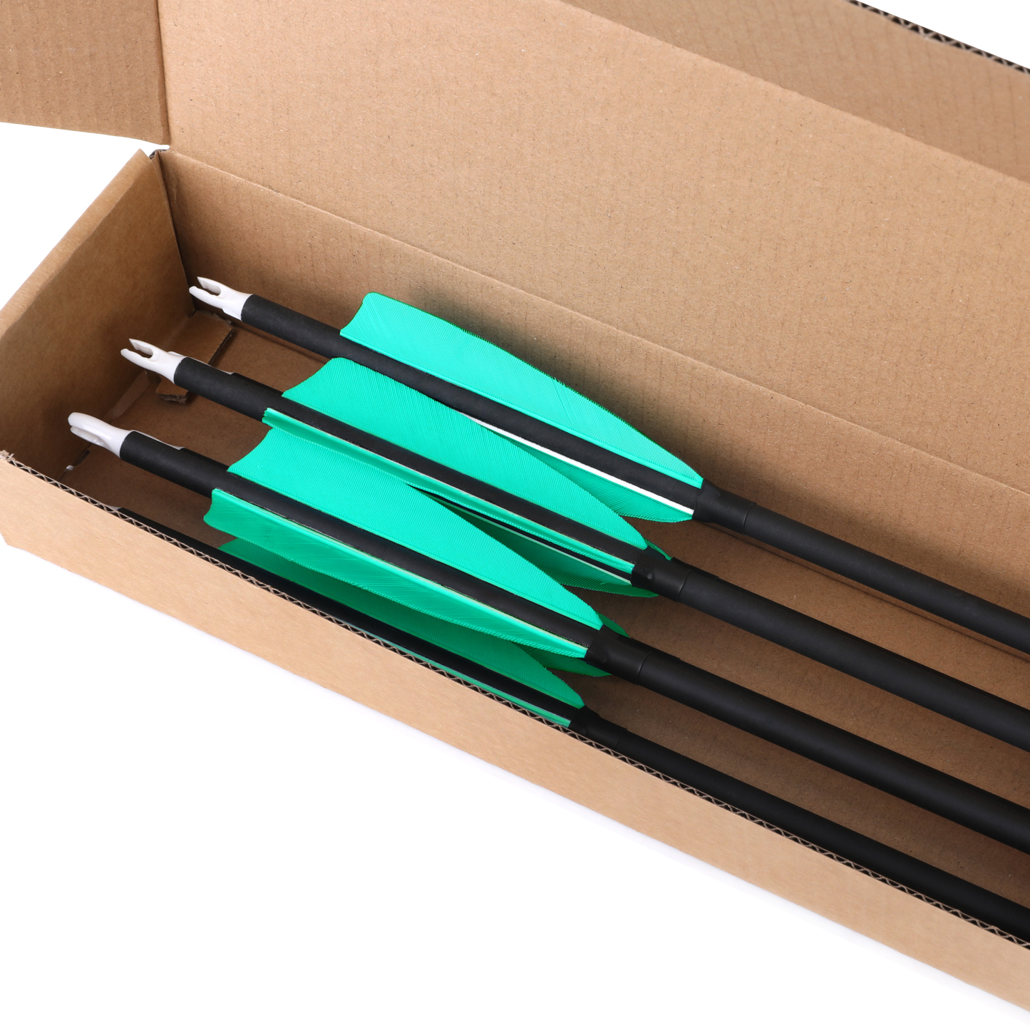 500 Spine 4" Shield Feather Mixed Carbon Arrows, Water Blue, 100 Grain, 12 pcs