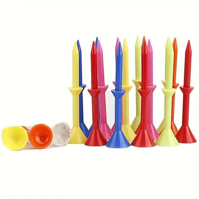 Golf Tees, 83mm, Mixed Rubber & Plastic, 50pcs, Multicolor Set