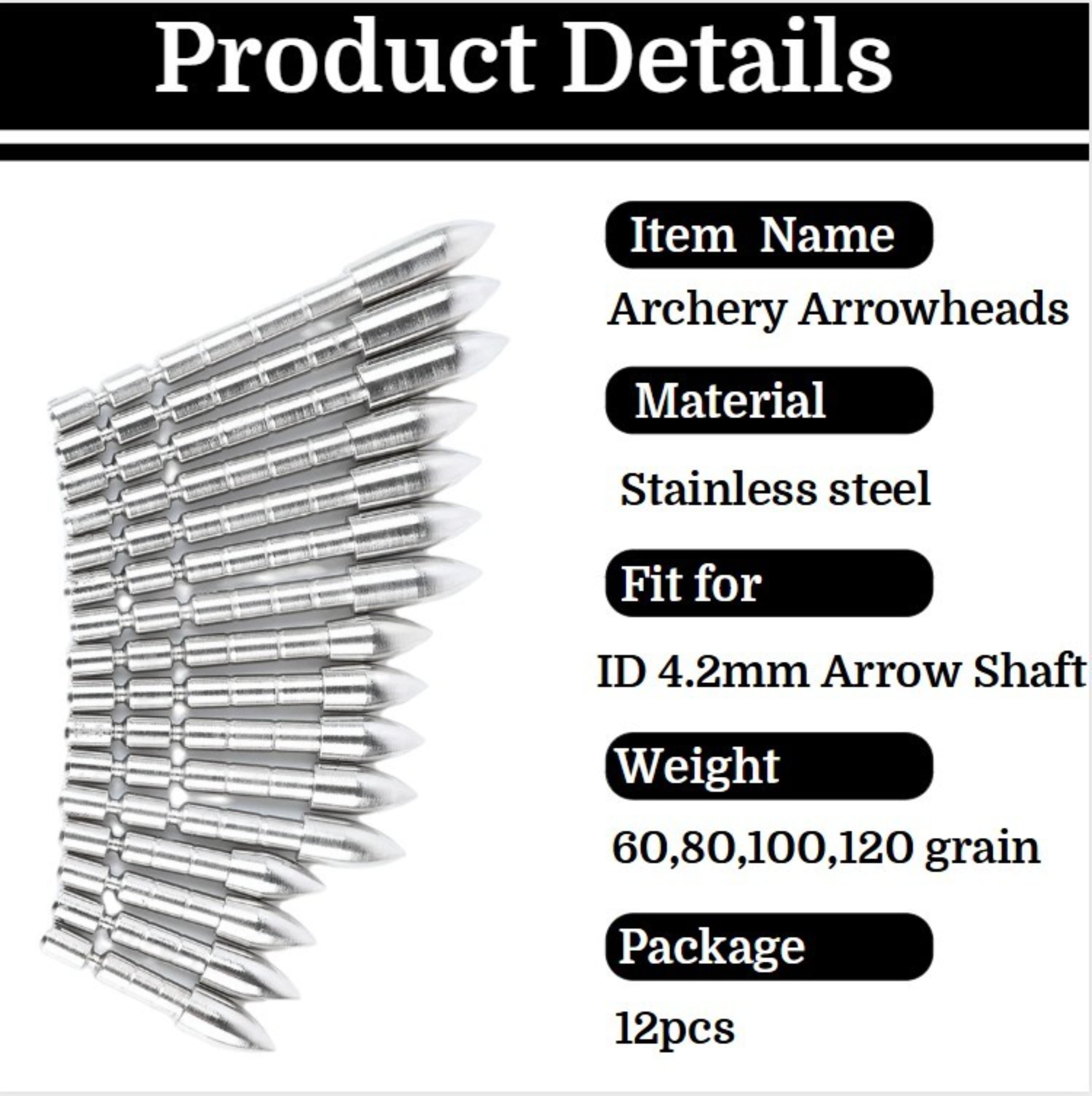 AME ARCHERY 4.2mm Stainless Steel Arrowheads(12pcs)