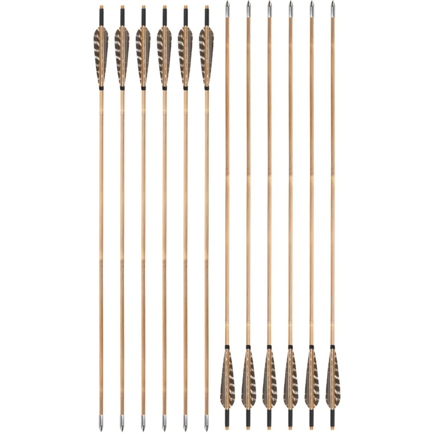 12pcs Handcrafted Bamboo Arrows 5" Feather Longbow Recurve Bow