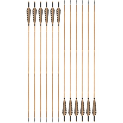 12pcs Handcrafted Bamboo Arrows 5" Feather Longbow Recurve Bow