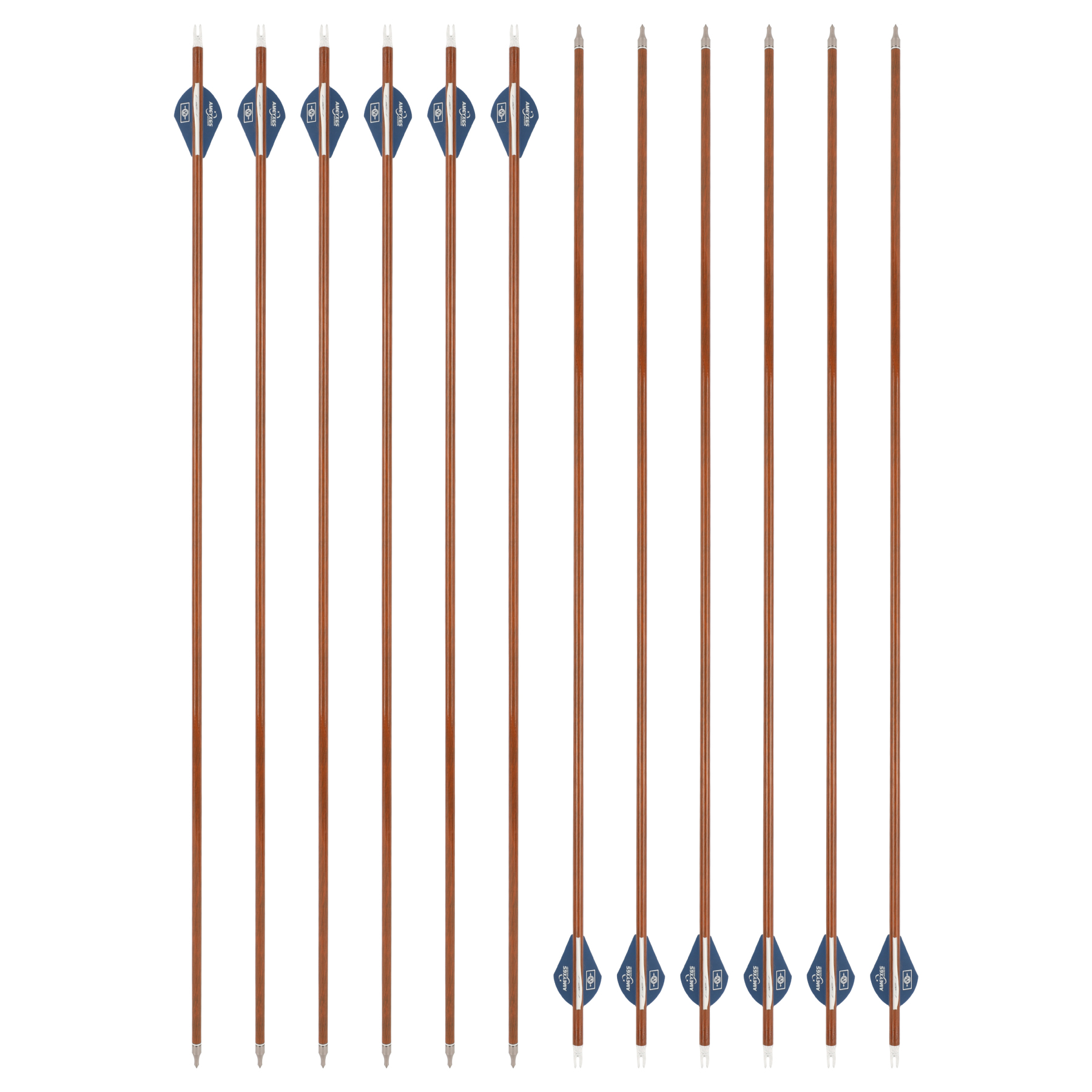 AME 30" Mixed Carbon Arrows, 12 pcs, 100 Grain, Teardrop Fletching