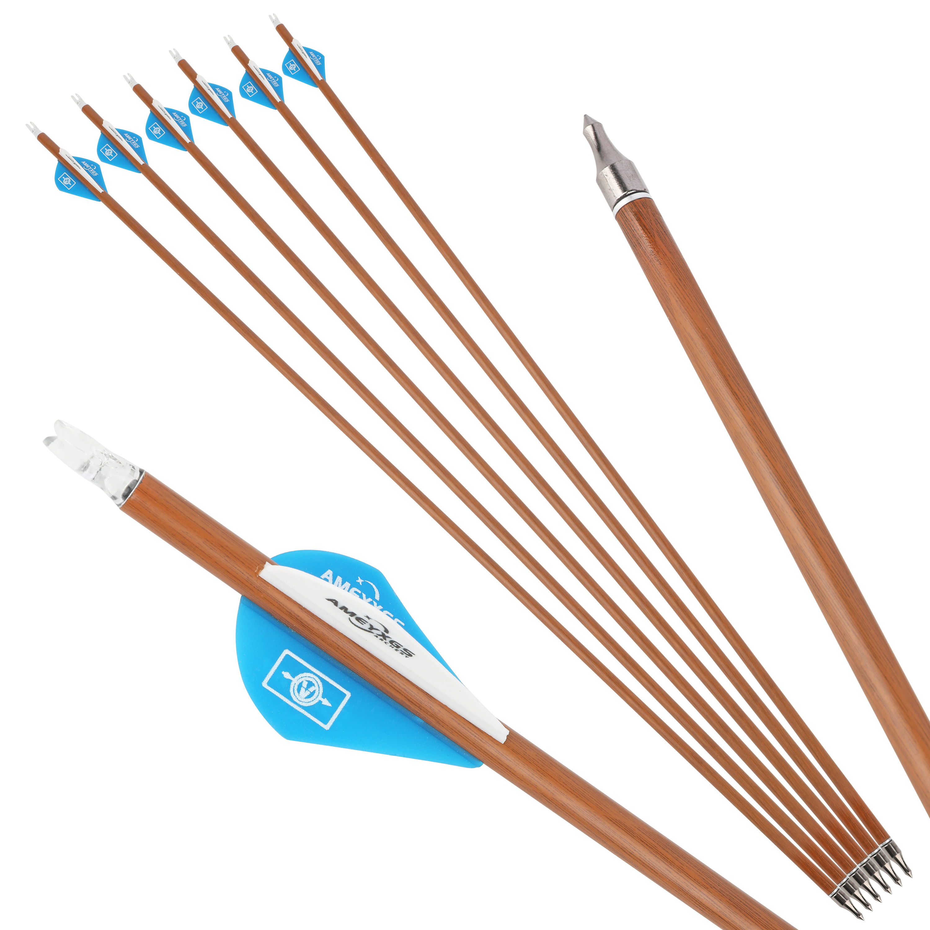 AME 30" Mixed Carbon Arrows, 12 pcs, 100 Grain, Teardrop Fletching