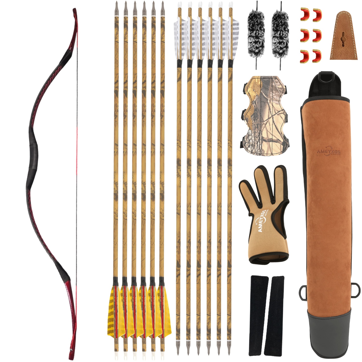 AME Traditional Recurve Bow Longbow Handmade Horse Bow 20-55lbs