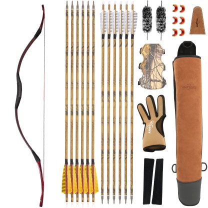 AME Traditional Recurve Bow Longbow Handmade Horse Bow 20-55lbs