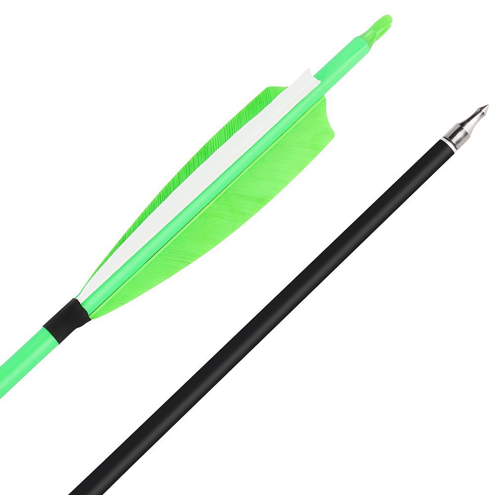 AME ARCHERY Fluorescent Green Mixed Carbon Arrows – Spine 500 (12pcs)