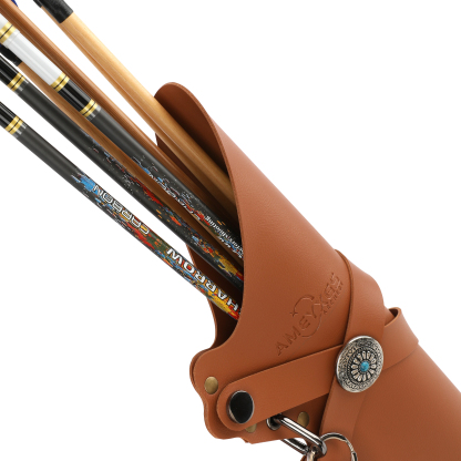 Traditional PU Leather Arrow Quiver - Ambidextrous Adjustable Back Quiver for Hunting & Target Archery