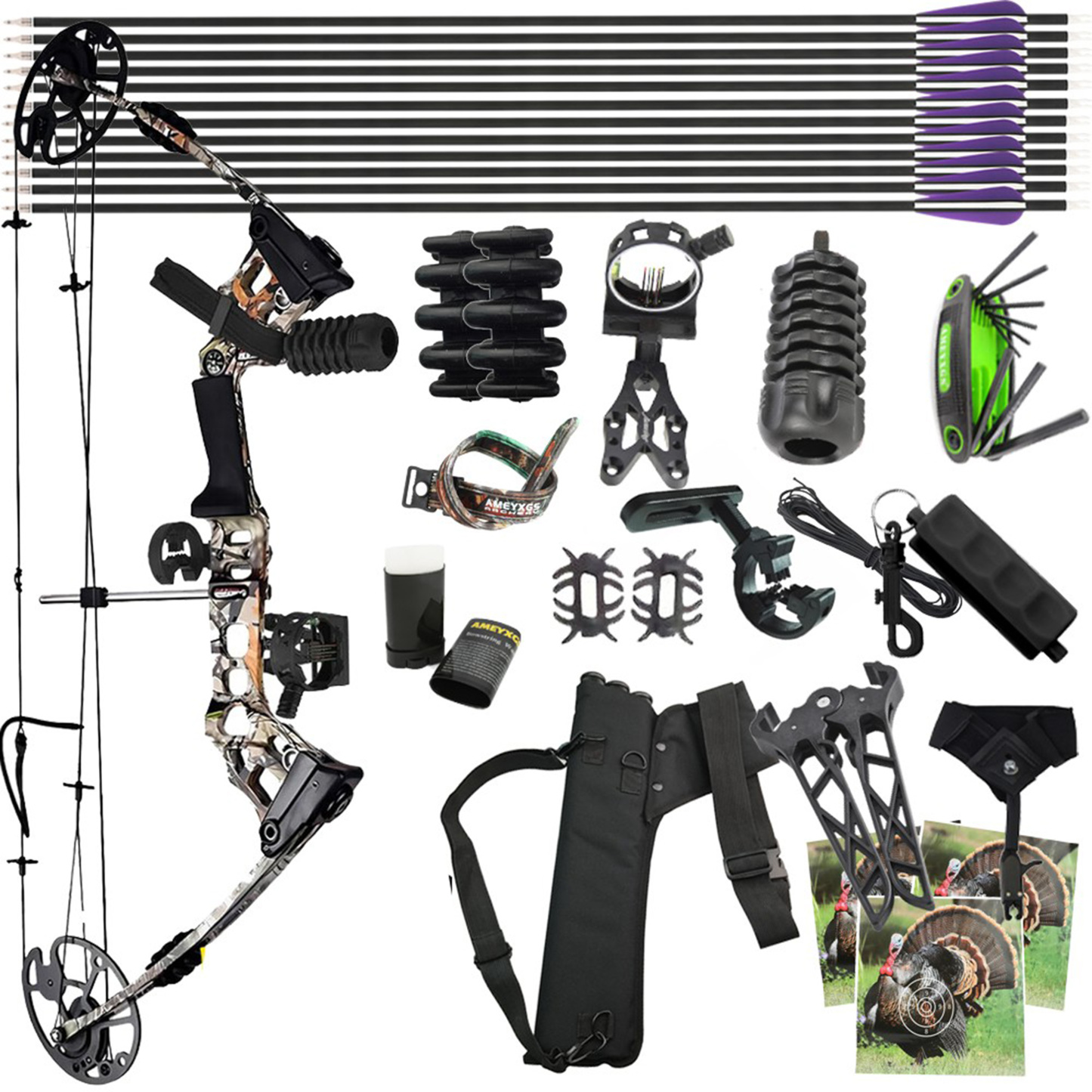 JUNXING Dragon X8 Compound Bow Arrow Set Camo 20-70LBS