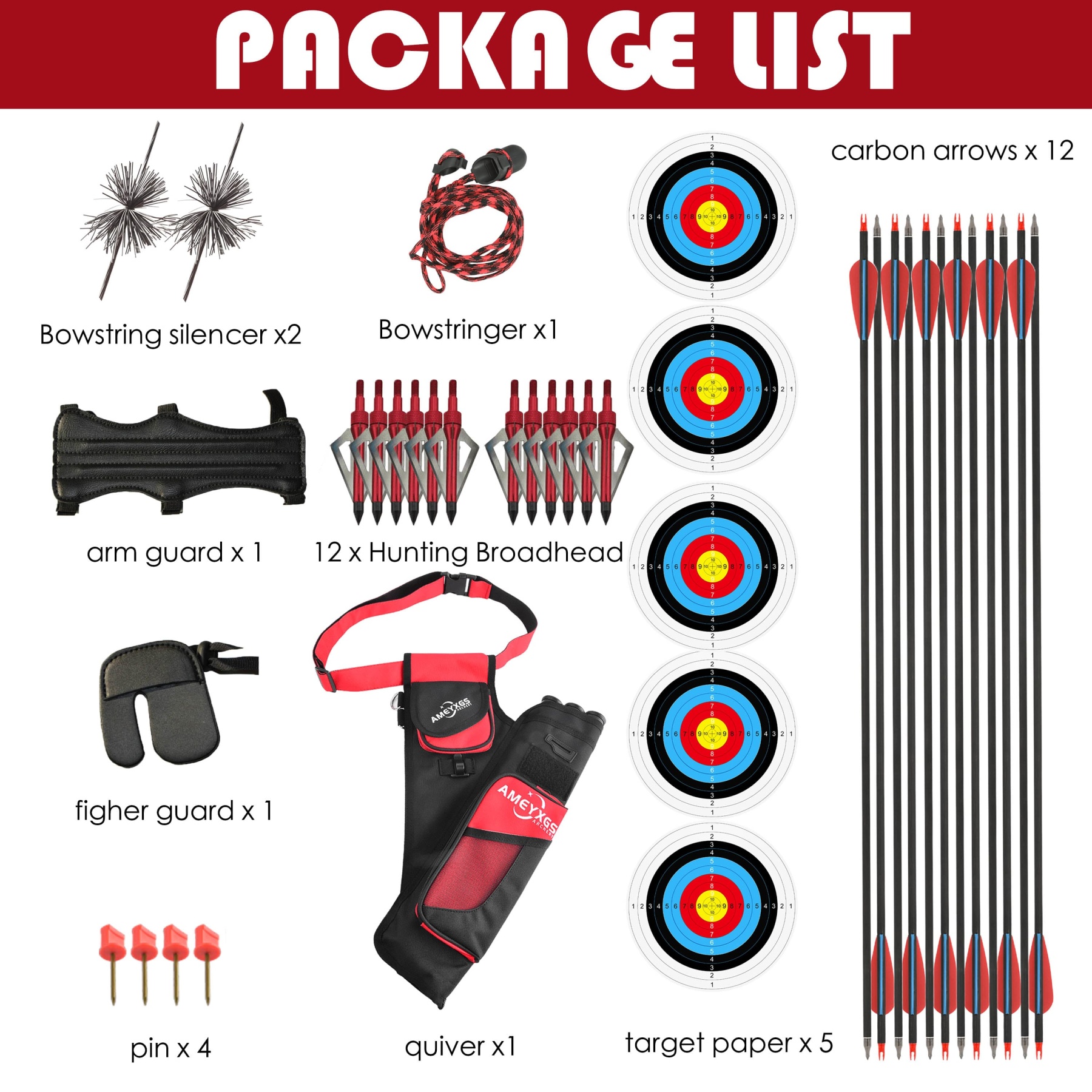 Hunting & Training Recurve Set - 62" 20-50lbs