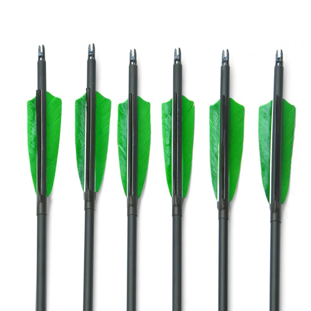 Clearance Sale 500 Spine 4" Shield Feathers Carbon Arrows (12pcs)