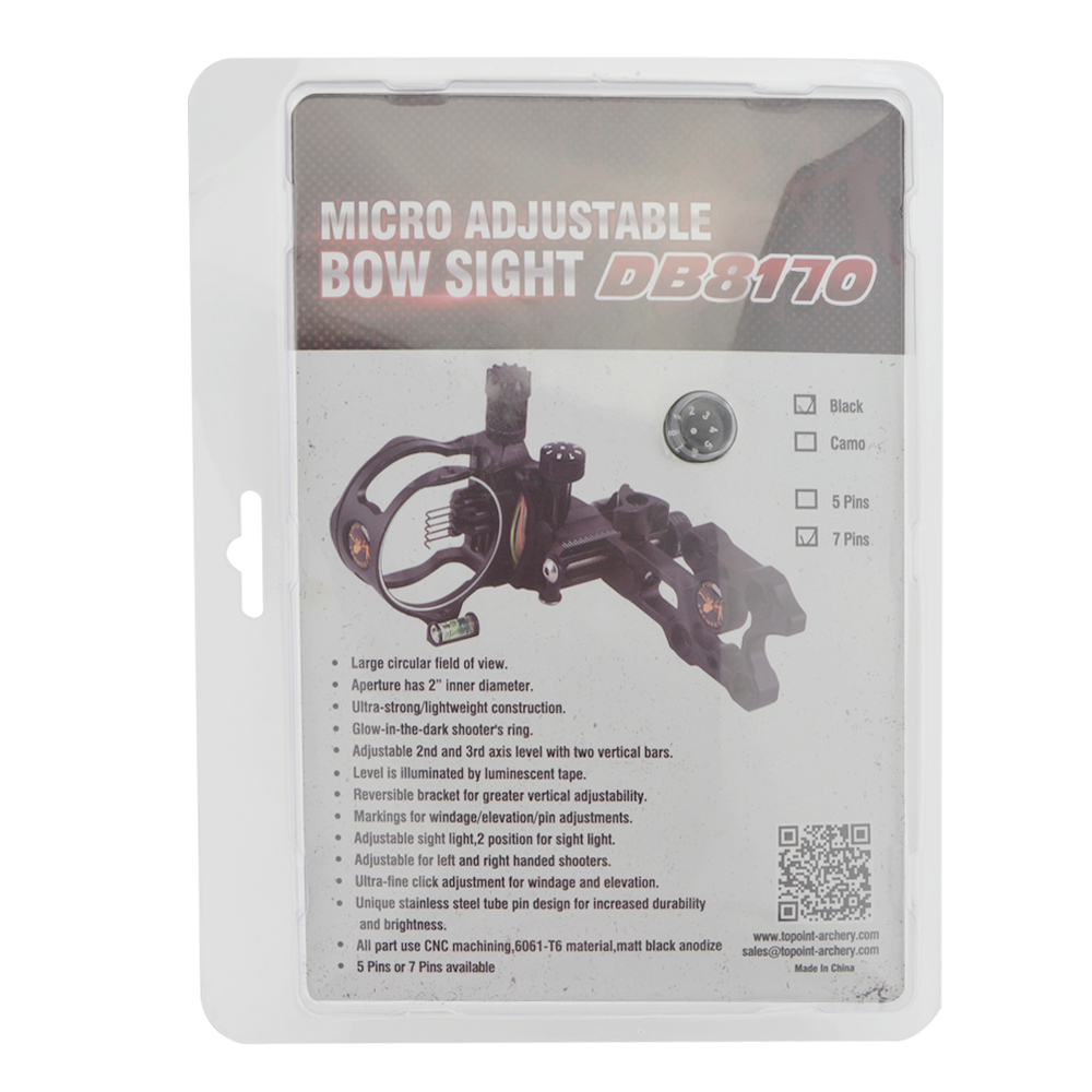 Vertex DB8170 7-Pin Sight with 0.019 Fiber Optic, Black Aluminum Alloy