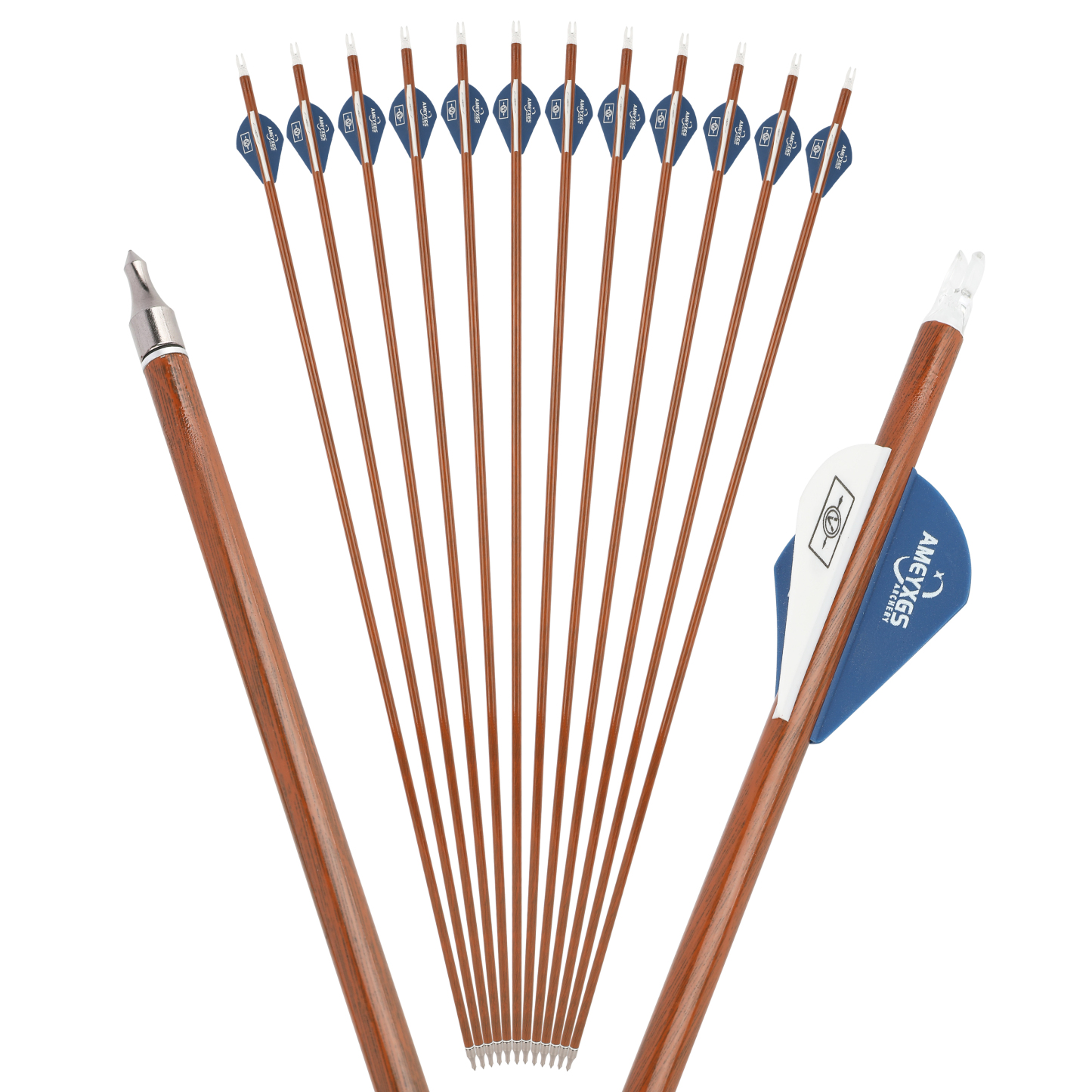 AME 30" Mixed Carbon Arrows, 12 pcs, 100 Grain, Teardrop Fletching
