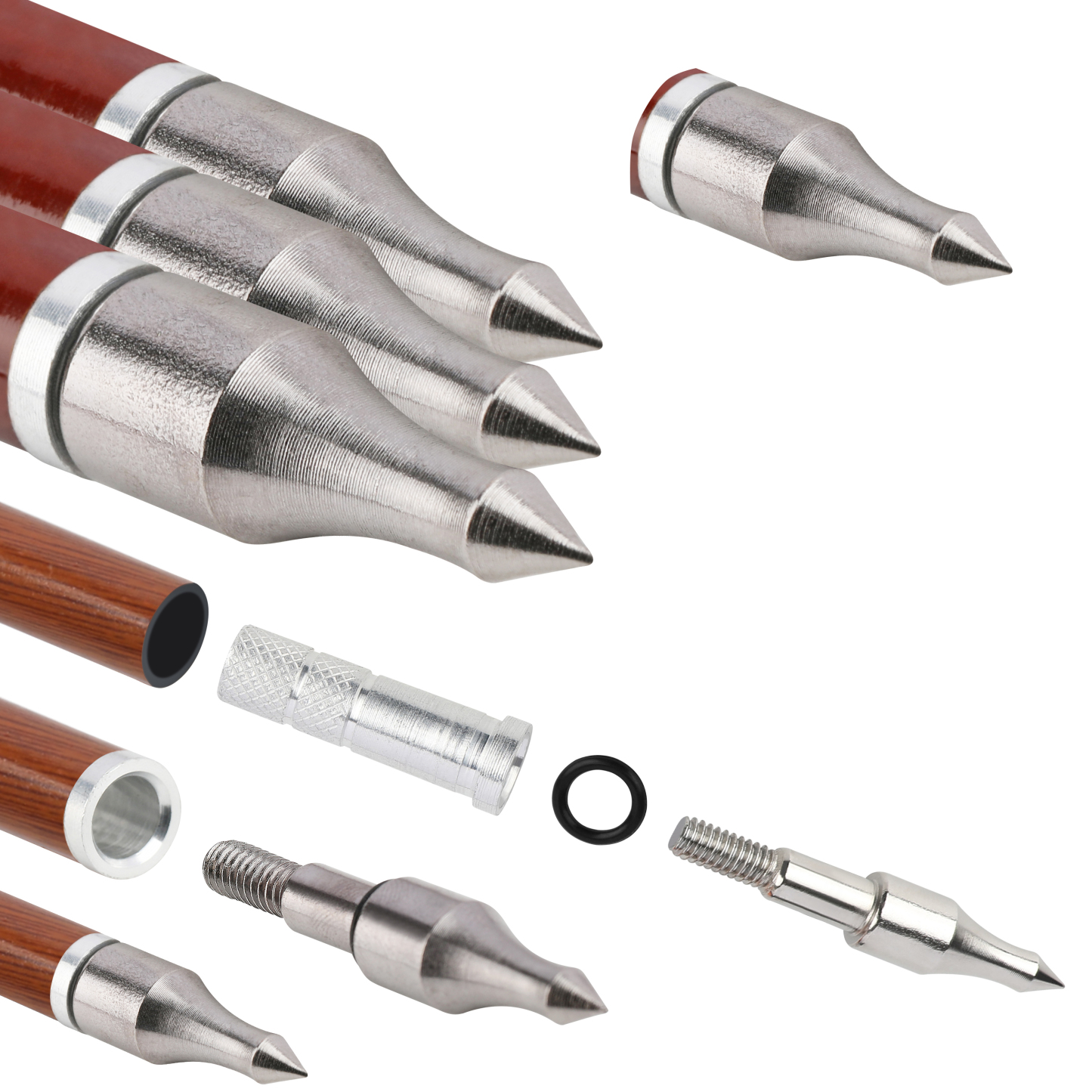 Carbon Mix Arrows, 12pcs, Spine 500/600, 30" Shaft, 4" Brown Shield Feathers, 100 Grain