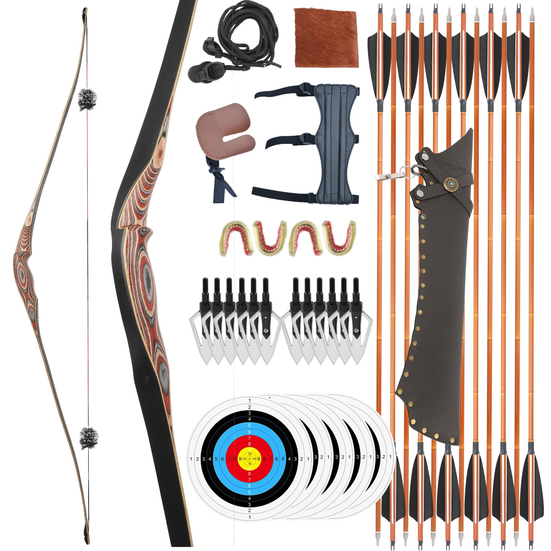 20-50lbs Traditional Bow Set Archery Hunting Longbow - LH & RH