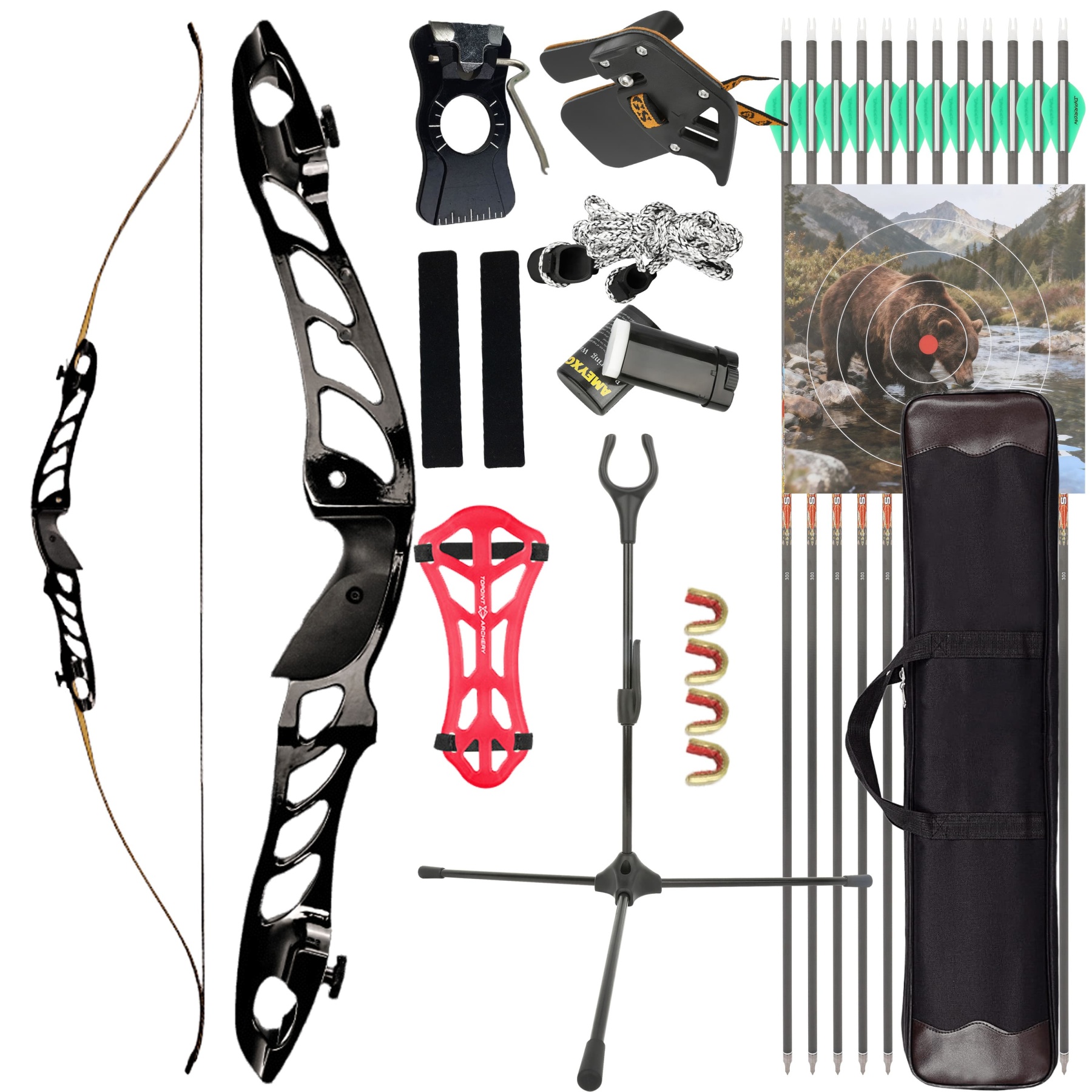 68" Takedown Recurve Bow Kit - Adjustable Draw Weight (18-38 lbs)