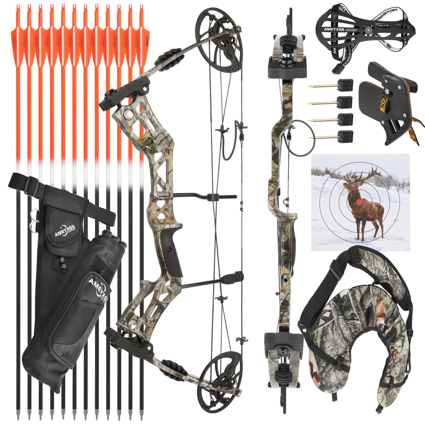 30.5" Compound Bow 30-70lbs Adjustable 75% Let-off Training Hunting Set
