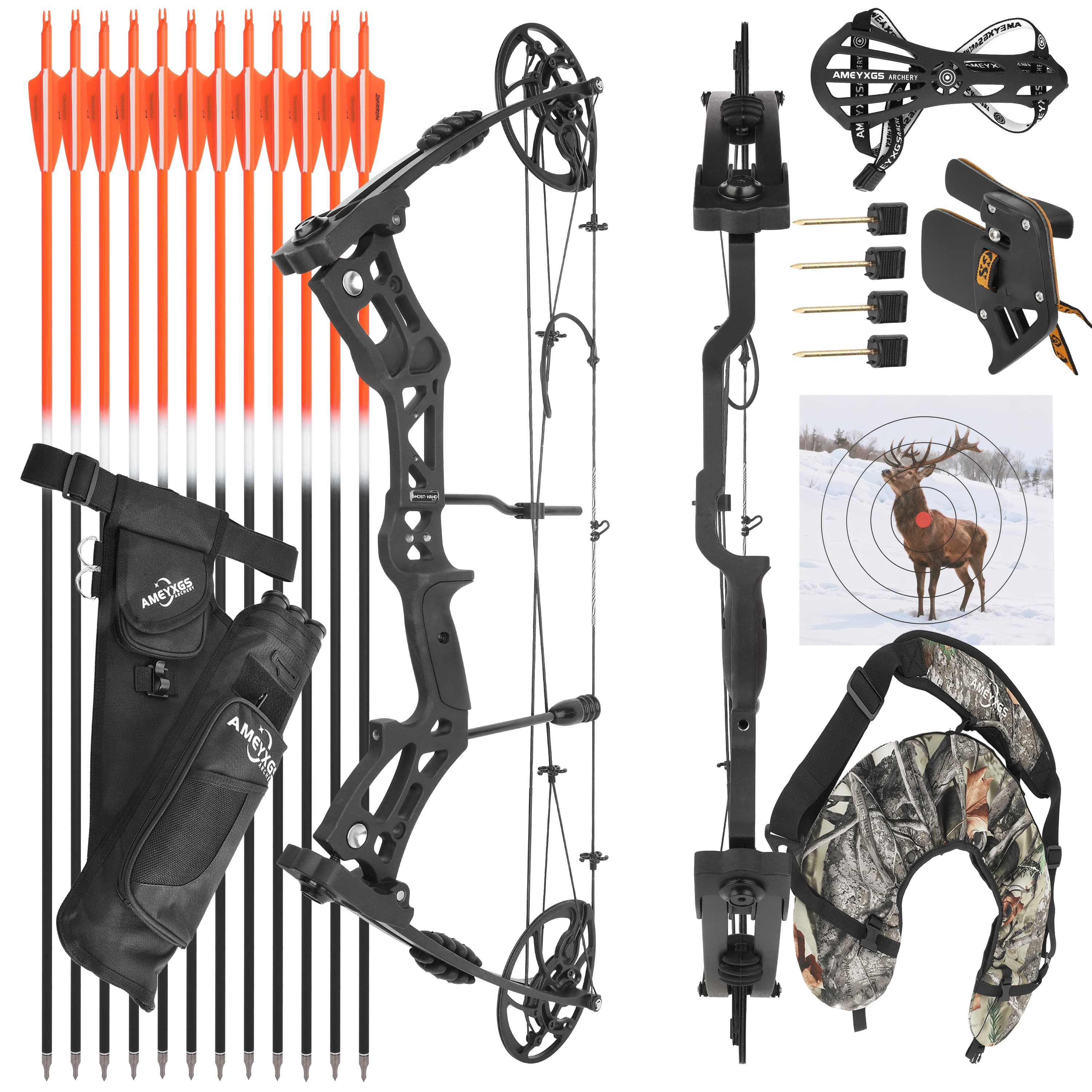 30.5" Compound Bow 30-70lbs Adjustable 75% Let-off Training Hunting Set