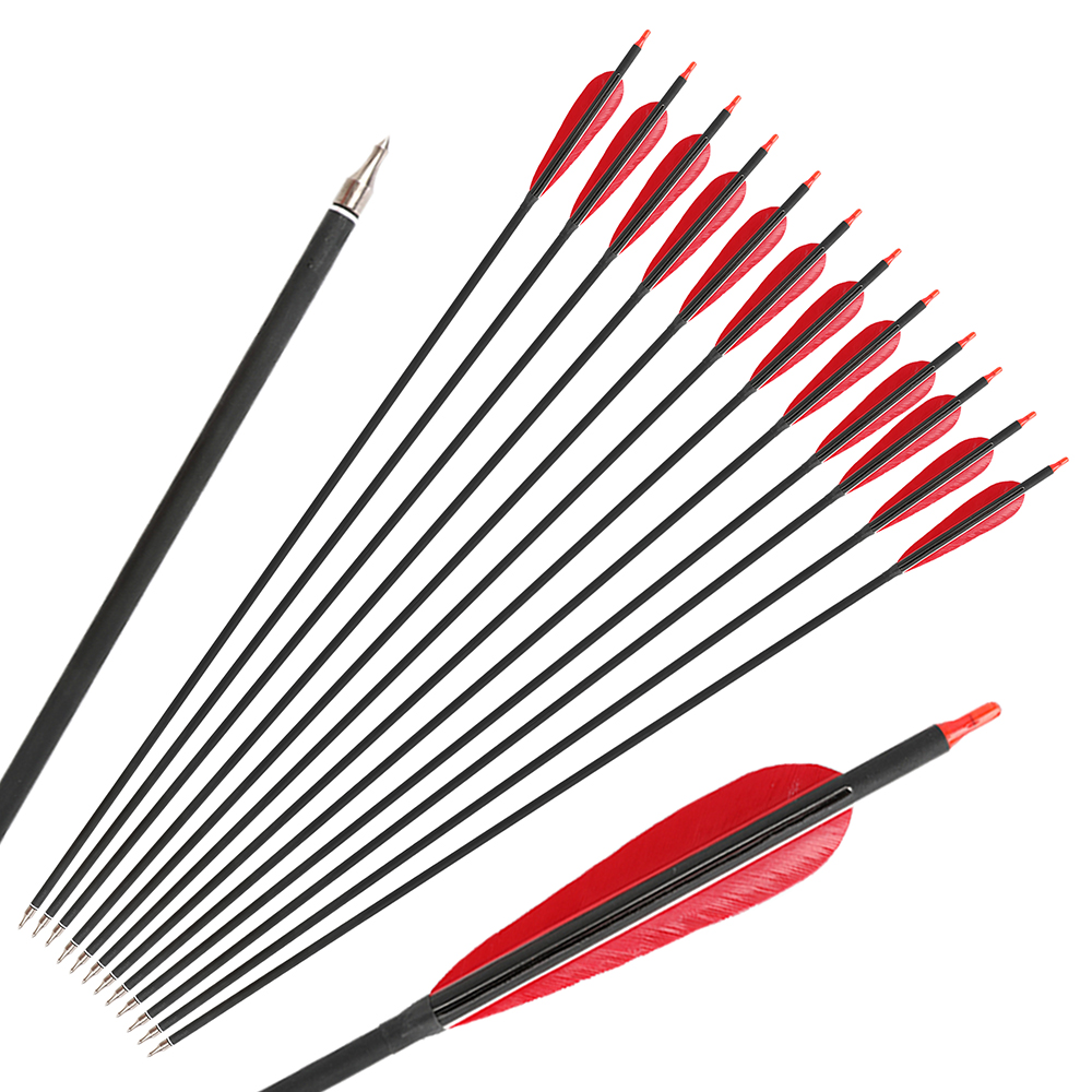 AME Archery 33inch 500-Spine Hybrid Carbon Arrows for Long Bow Hunting(12pcs)