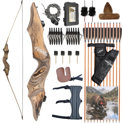 Black Hunter 60'' Archery Longbow Set Hunting 20-60lbs