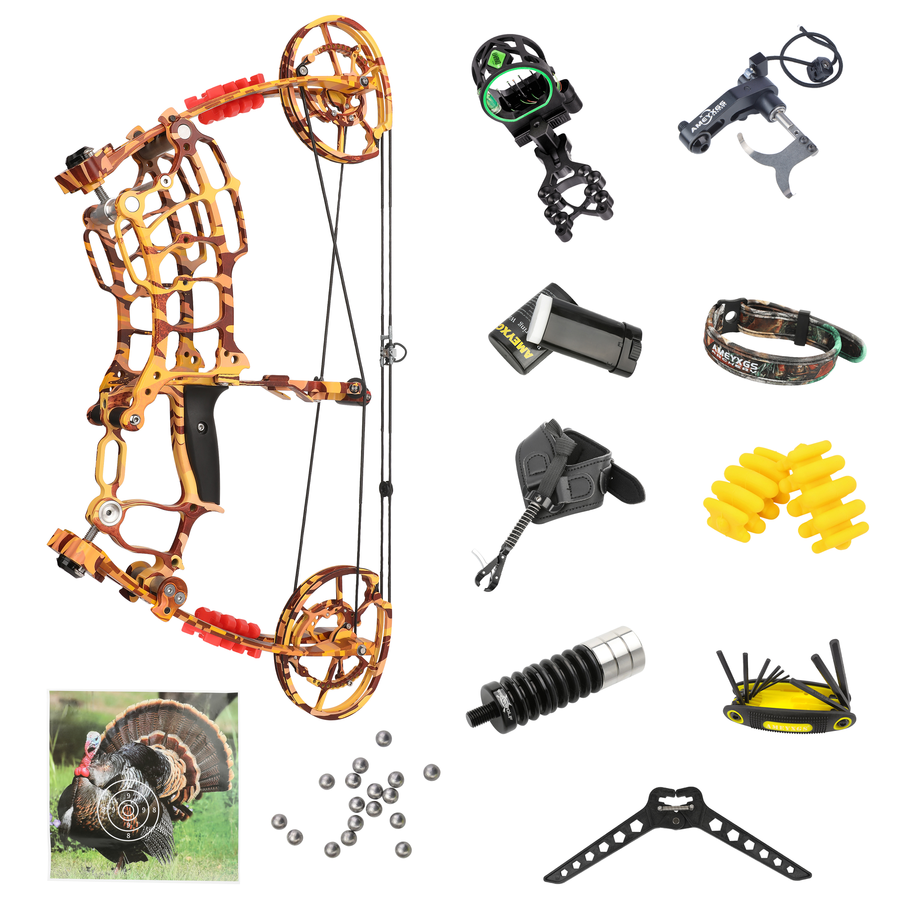 AME ARCHERY Dual-Use Bow — Forest Camo (Steel-Ball Kit)
