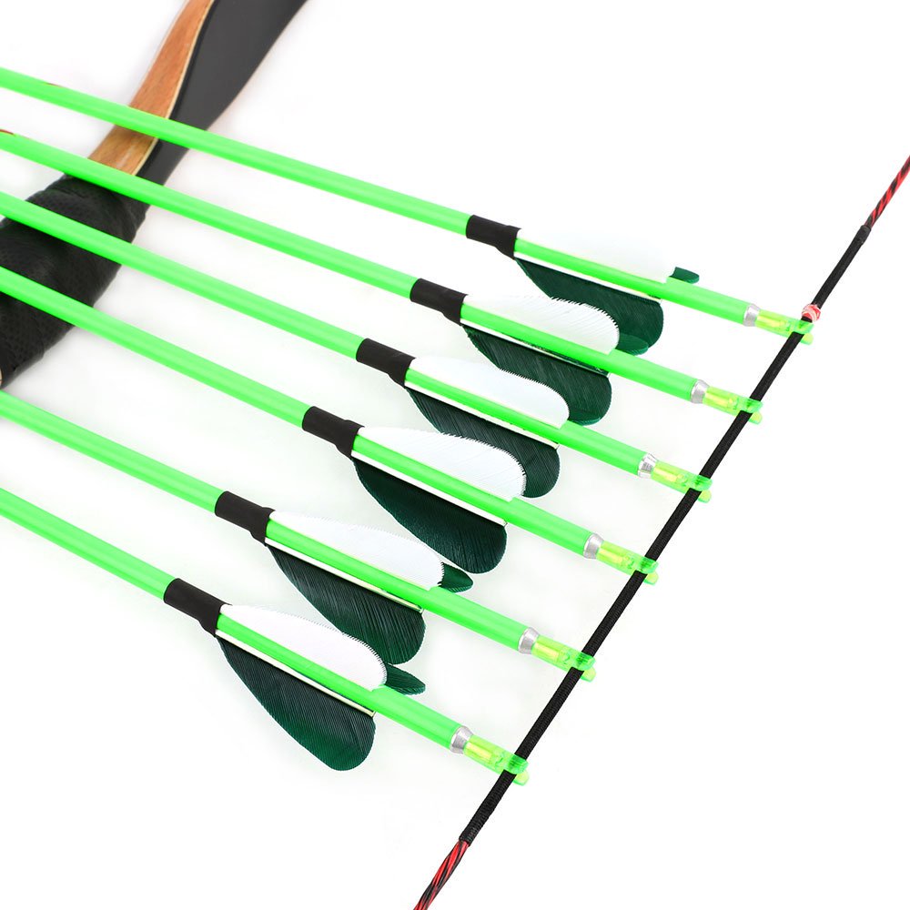 AME ARCHERY Heart-Shaped Nature Feather Pure Carbon Green Arrows(12pcs)