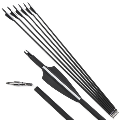 Archery Mixed Carbon Arrows 500 Spine – 12 pcs, 100 Grain, 3" Rubber Vanes