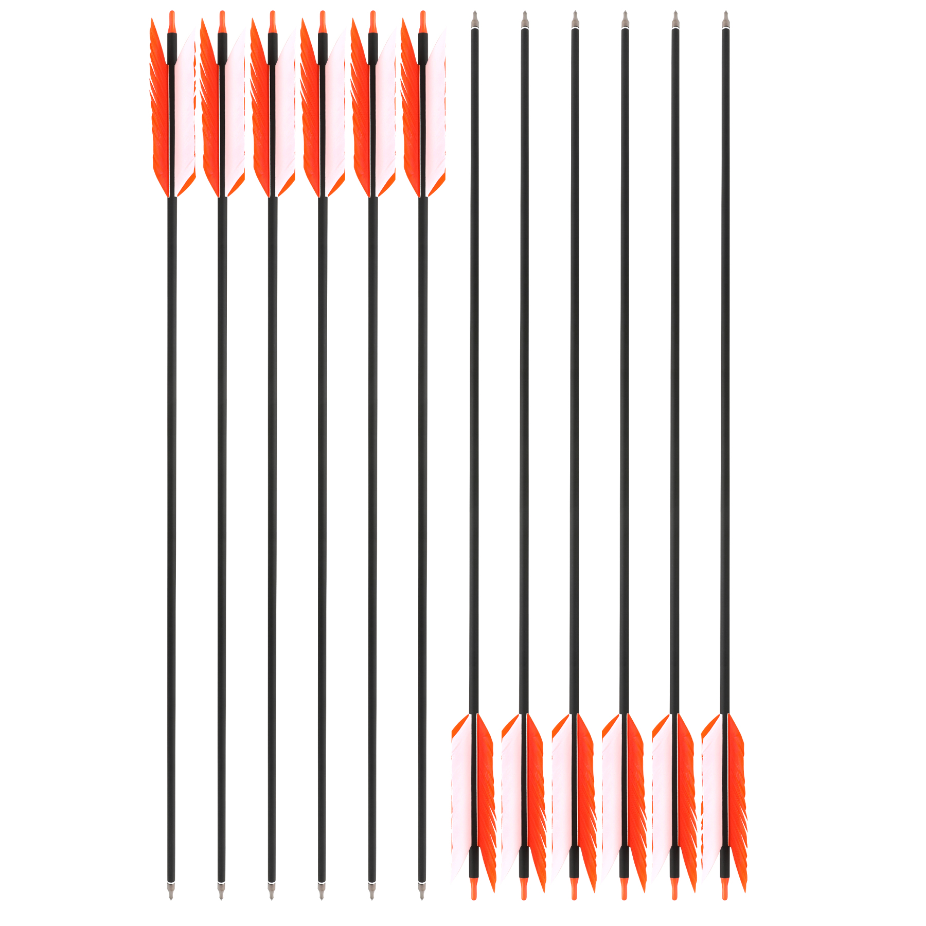 Arrows 31.5" with 4" Feathers, 500 Spine, Carbon Shaft – 100 Grain Field Points