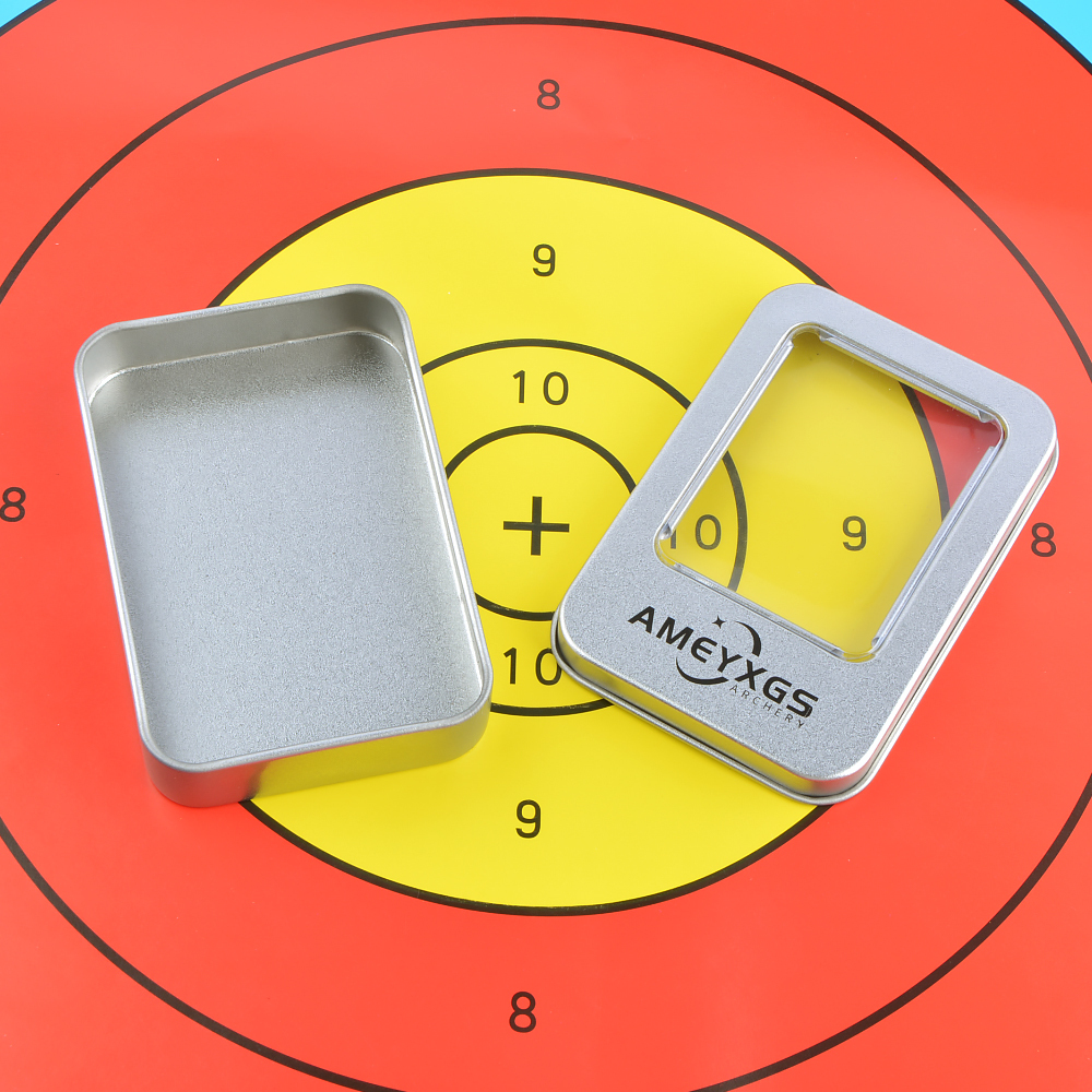 AME Metal Tin Box with Sponge, 6 Arrowheads, 4 Color Options, 28.1g