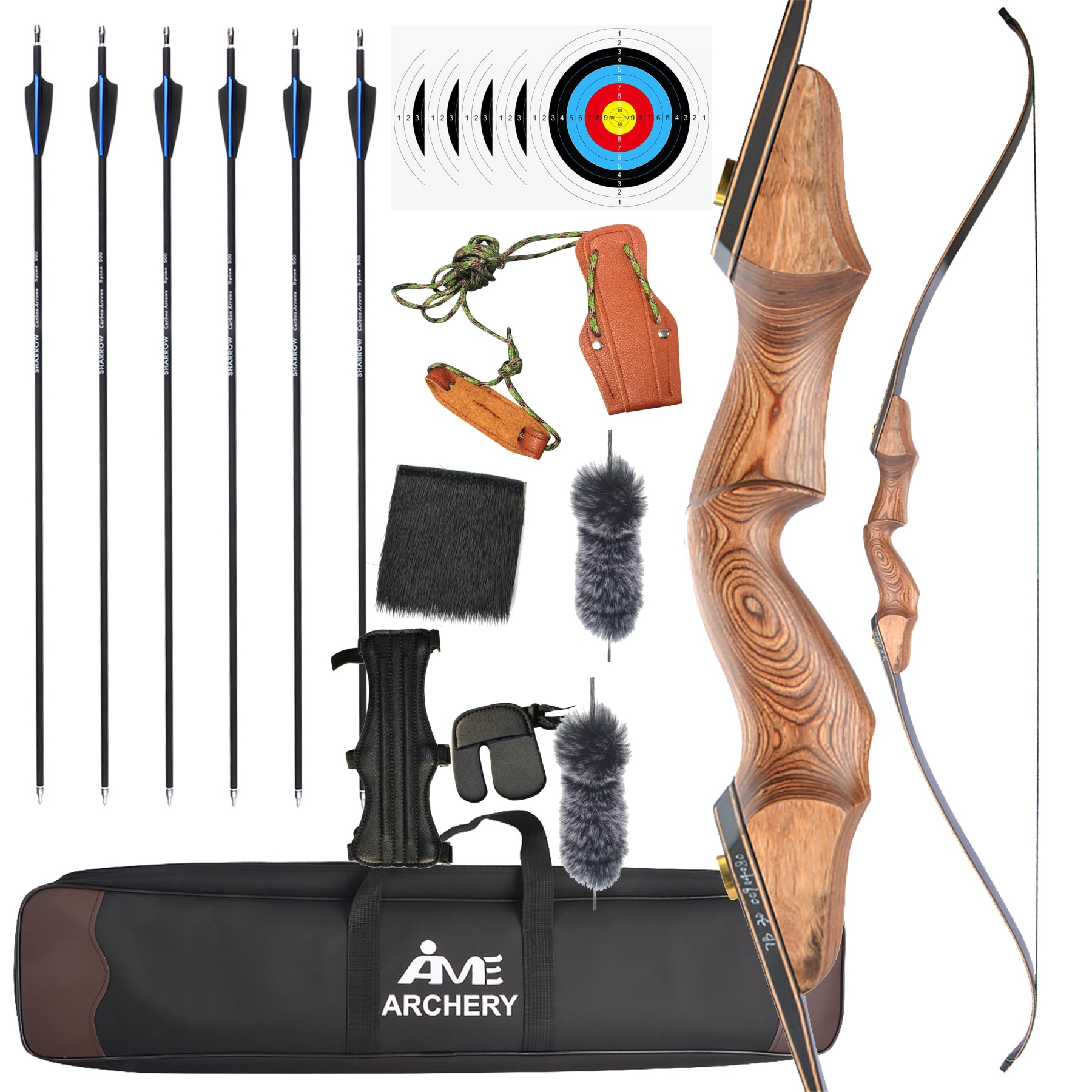 60" Archery Takedown Longbow Wooden 30-50lbs American Target Hunting