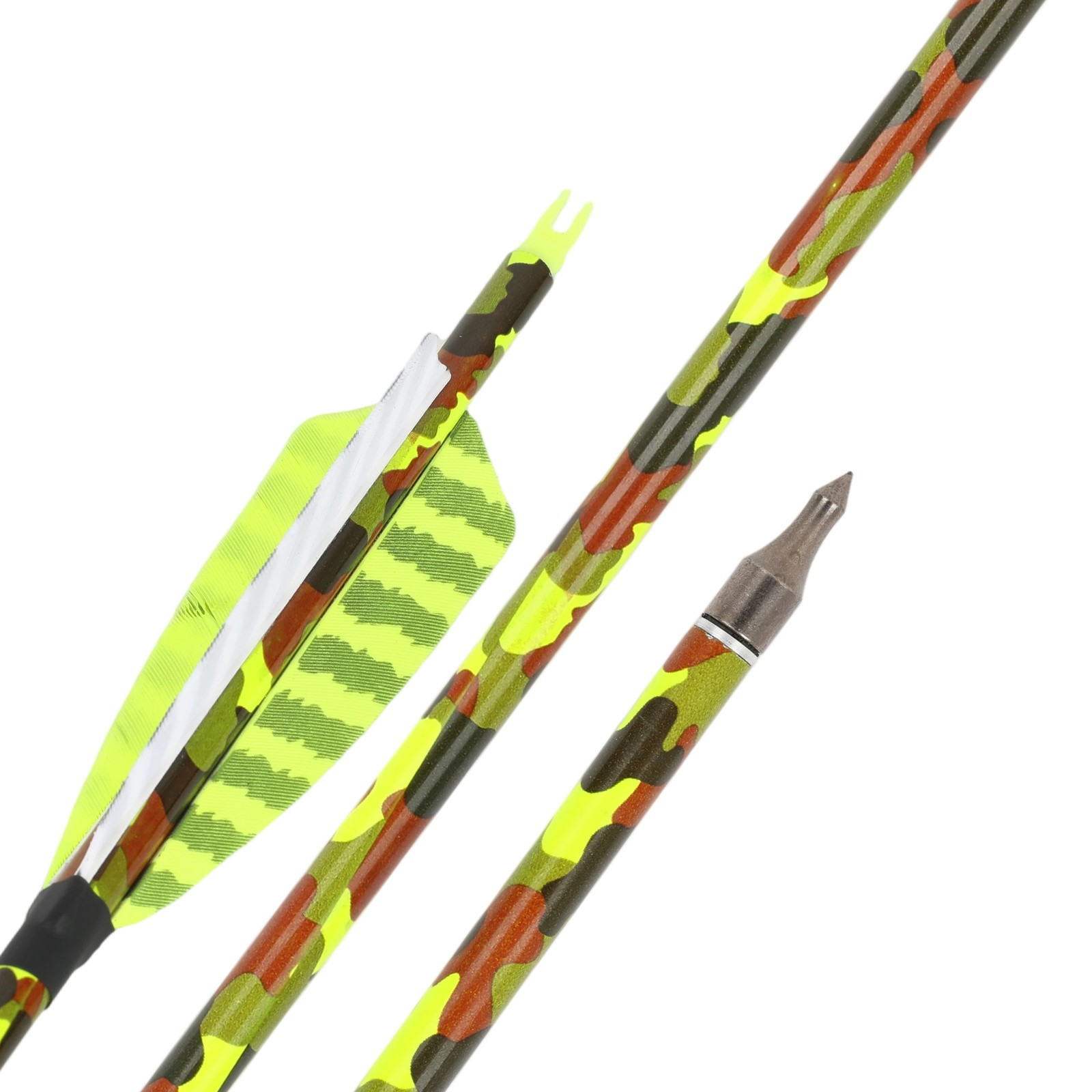 30" Carbon Arrows Camo 4" Feather SP500 Archery Hunting