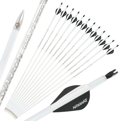 AME ARCHERY WML2 600 Spine 2-Inch 2 Black 1 White Drop Vane Carbon Arrows (12pcs)