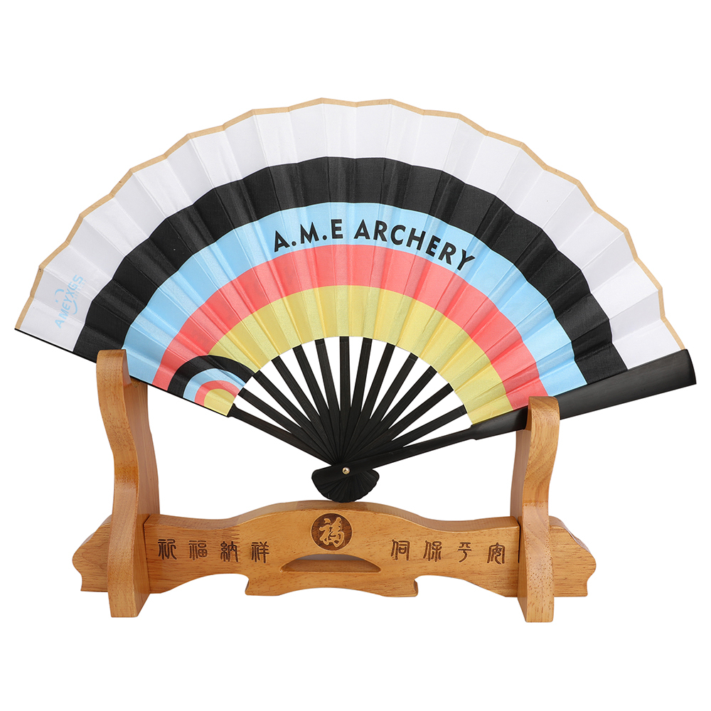AME ARCHERY Classic Silk Folding Fan – 8" & 10", Waterproof Dual-Sided Prin