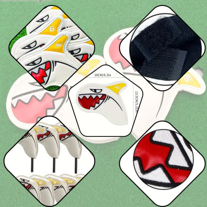 Iron Head Cover Premium PU Waterproof Golf Club Shark Style 