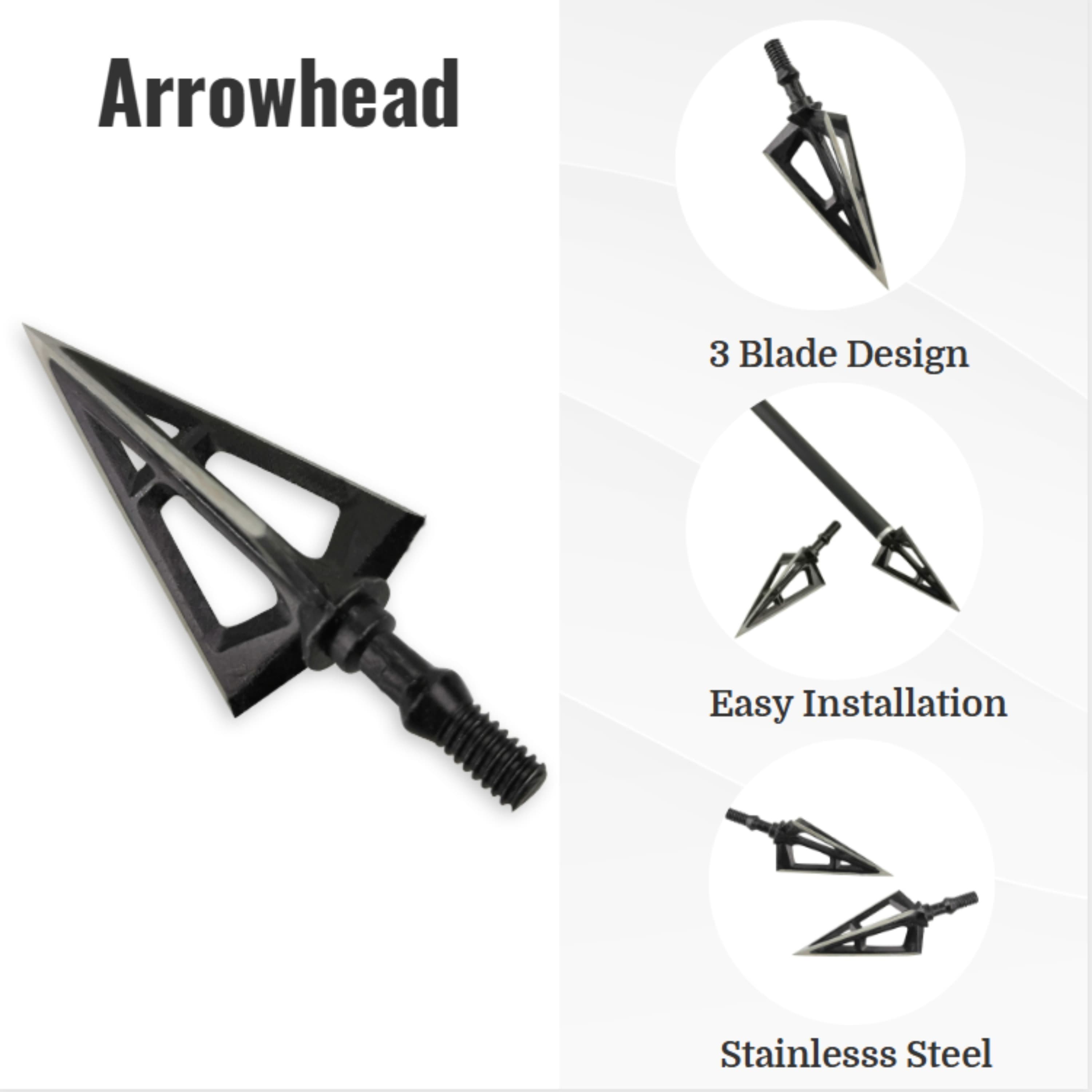 100 Grain Broadheads Stainless Steel Hunting Arrow Tips