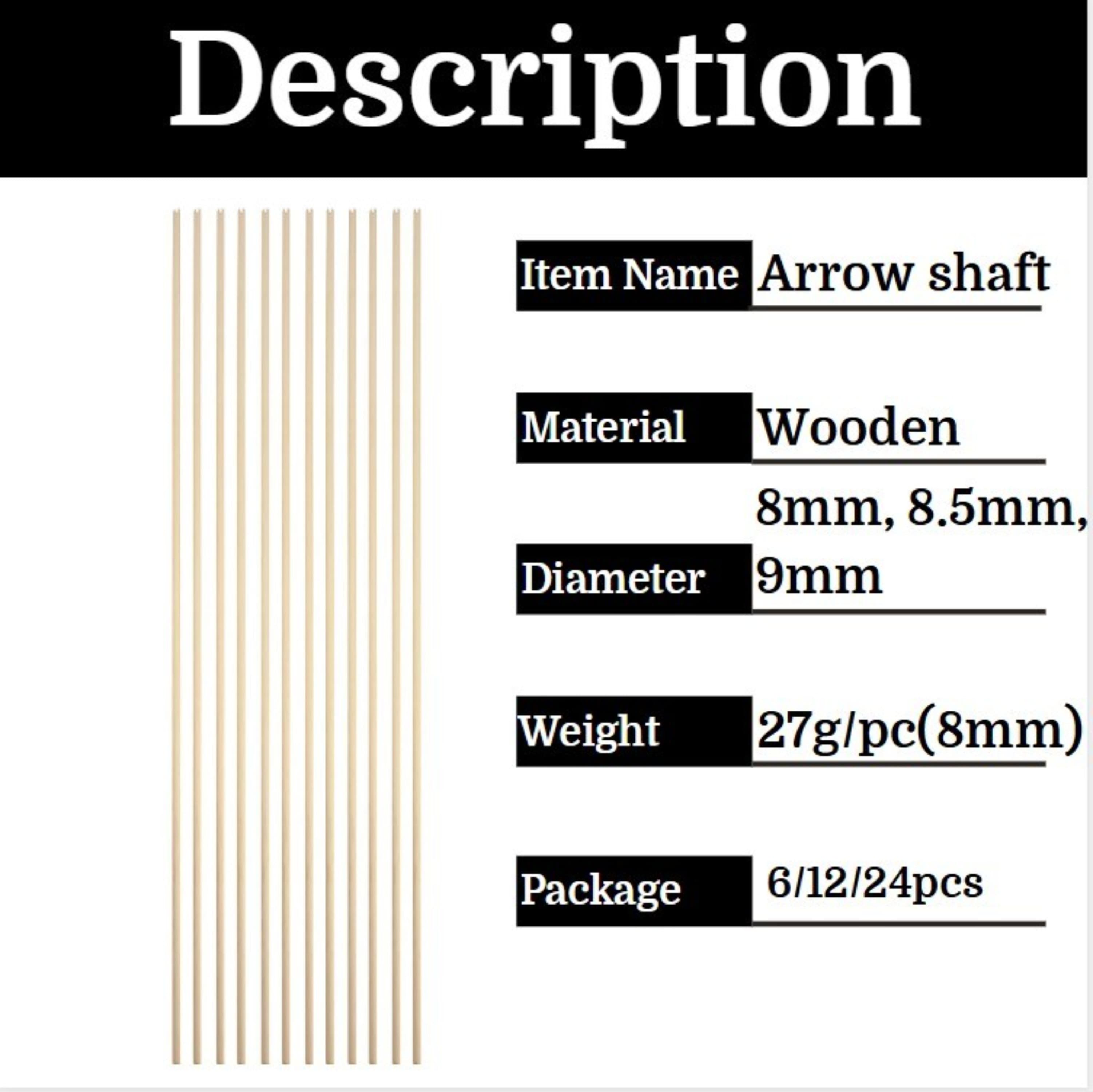 Traditional Wooden Arrow Shaft Handmade OD8MM-9MM DIY Hunting Shoot