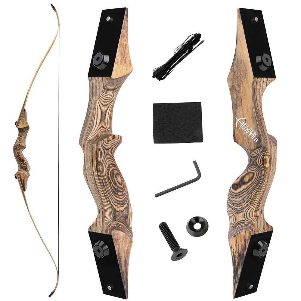 BLACK HUNTER  Takedown Recurve Bow – 60", 20–60lbs, Transparent Fiberglass Bamboo Core, Techwood Riser