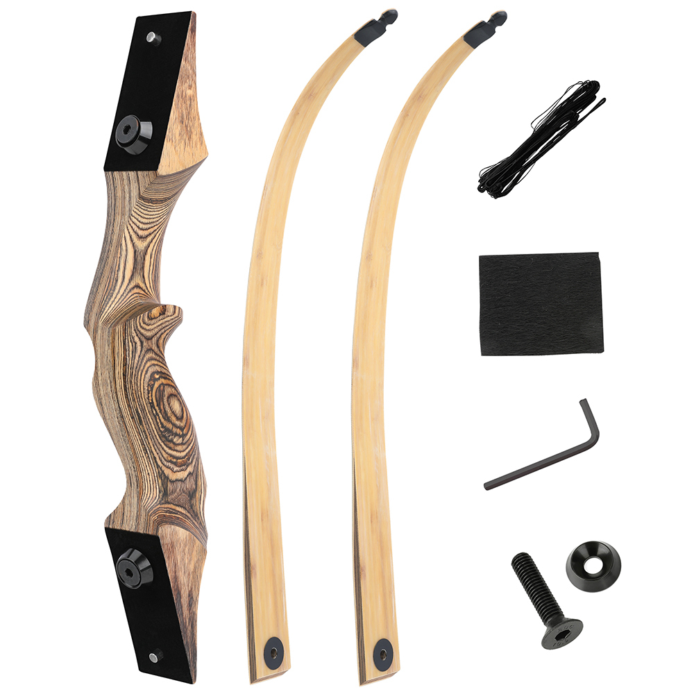 BLACK HUNTER Takedown Recurve Bow – 60", 20–60lbs, Transparent Fiberglass Bamboo Core, Techwood Riser