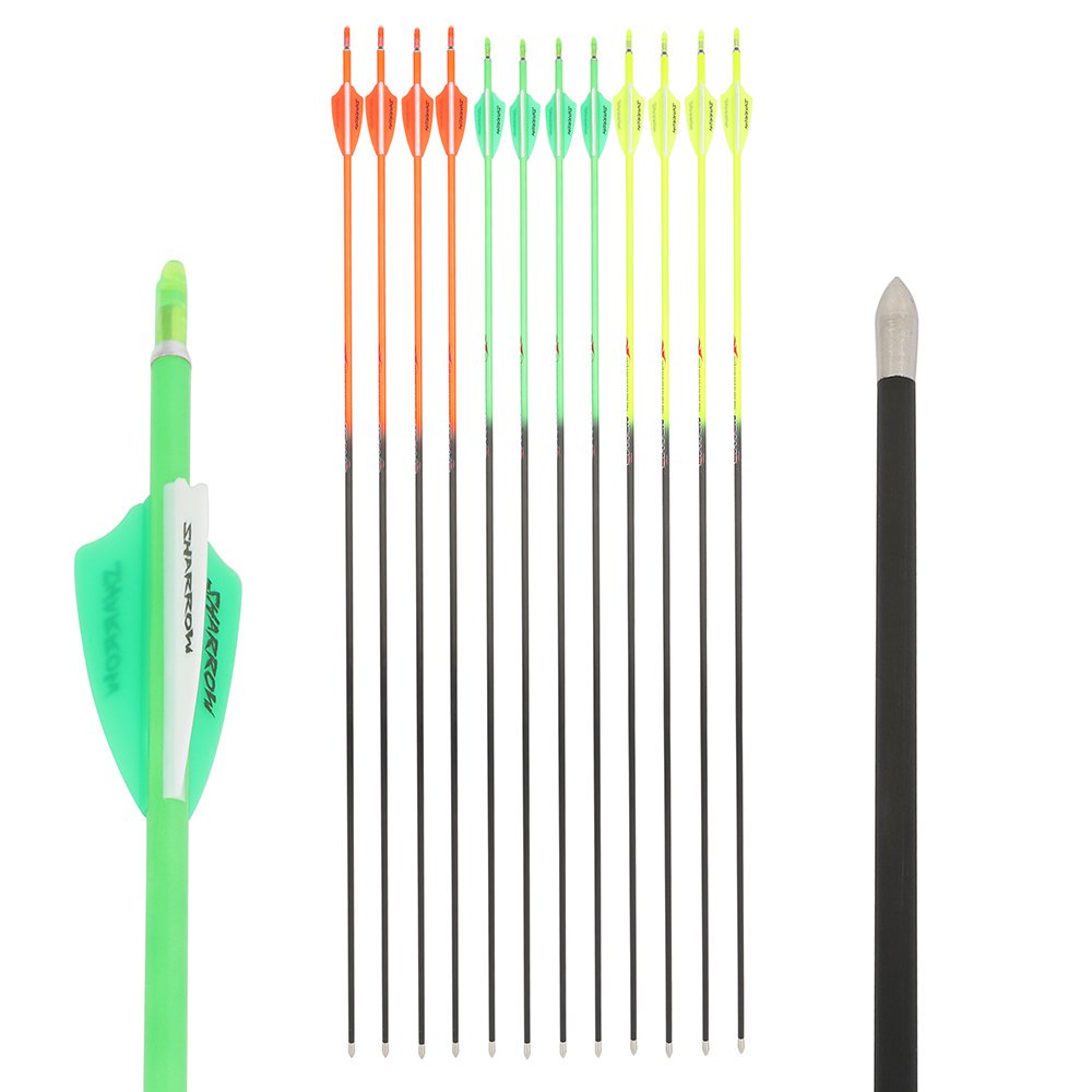 32" Pure Carbon Arrows SP300-600 3" Vanes Recurve Compound Bow Archery Hunting
